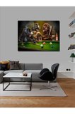 Kanvas Tablo Bilardo Oynayan Köpekler