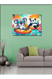 Kanvas Tablo Havuzda Panda Ve Koala