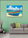 Kanvas Tablo Deniz Kıyısında Kayık