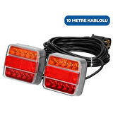 Mıknatıslı Led Römork Stop Lambası Seti 7 Pin Soketli 12v Yatek Karavan Tekne