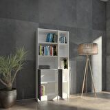 Yeti Mobilya Flat85 Kitaplık 2 Kapaklı Kütüphane Çok Amaçlı Dolap
