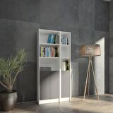Yeti Mobilya Flat85 Kitaplık 3 Kapaklı Kütüphane Çok Amaçlı Dolap