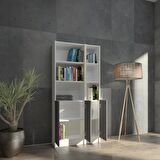 Yeti Mobilya Flat85 Kitaplık 3 Kapaklı Kütüphane Çok Amaçlı Dolap