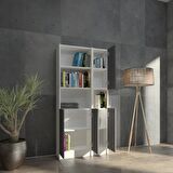 Yeti Mobilya Flat85 Kitaplık 4 Kapaklı Kütüphane Çok Amaçlı Dolap
