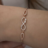 925 Ayar Gümüş Rose Baget Taşlı Sonsuzluk Bileklik