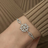 925 Ayar ​Gümüş Baget Taşlı Kar Tanesi Bileklik