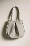 Gri Çok Amaçlı Premium Oversize Düz Orta Boy Kanvas Kadın El ve Omuz Çantası