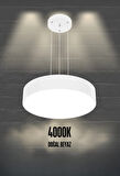Drum 40cm ( Beyaz Kasa, 4000k Işık Rengi ) Modern Sarkıt Led Avize, Salon, Mutfak, Yatak Odası