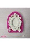 YY0355-Kenarları Oymalı Ortası Elips Çerçeve Silikon Kalıp-6,5x9cm