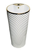 Yedi Yapı Beyaz Altın Geometrik Desenli Ayaklı Kolon Seramik Lavabo