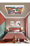 Şimşek Mcqueen Avize, 60x60 Çocuk Odası Avize, 60watt, estetik kare, Yapay Zeka Tasarım Avize, Pist