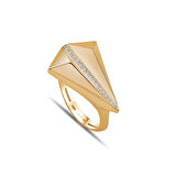 Taşlı Kalpli Altın Yüzük