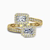 Kolları Taşlı Çift Baget Altın Yüzük 14 Ayar