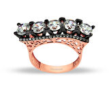 14 K Rose Altın Beştaş Yüzük - Dalgalı Model