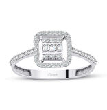 Baget Montürlü Beyaz Altın Yüzük