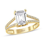 Altın Baget Yüzük İki Kol Taşlı