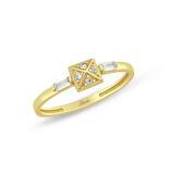 Kolu Bagetli Beyaz Taşlı Altın Yüzük