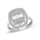 Baget Taşlı Beyaz Altın Yüzük