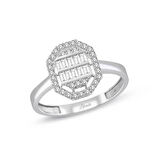 Sekizgen Baget Taşlı Beyaz Altın Yüzük