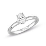 Oval Taşlı Tektaş Beyaz Altın Yüzük