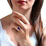 Ametist Taşlı Altın Nostalji Yüzük (YZK0036)