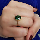 Altın Yeşil Taşlı Yüzük (YZK0116)