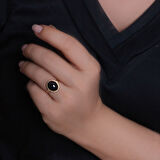 Simli Onix Taşlı Altın Nostalji Yüzük (YZK0217)