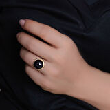 Altın 14 Ayar Nostalji Simli Taşlı Yüzük (YZK0222)