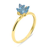 Altın Mavi Lotus Çiçeği Yüzük (YZK0259)