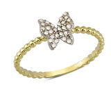 14 Ayar Altın Kelebek Taşlı Yüzük YZK035