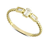 14 Ayar Altın Üç Baget Taşlı Yüzük YZK042