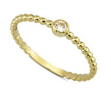 14 Ayar Altın Top Kollu Tektaş Yüzük YZK046