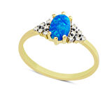 Harem Altın 14 Ayar Altın Mavi Oval Taşlı Yüzük YZK063B