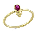 14 Ayar Altın Pembe Damla Taşlı Yüzük YZK097B