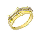 14 Ayar Altın Çift Sıra Taşlı Fantezi Yüzük YZK130