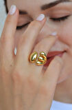 Çoklu Bombeli Asimetrik Yüzük Gold Renkli