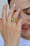 Çoklu Bombeli Asimetrik Yüzük Gold Renkli