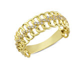 14 Ayar Altın Sonsuz Sarmal Taşlı Yüzük YZK201