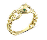 14 Ayar Altın Yeşil Gözlü Kaplan Yüzük YZK321