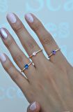 Okyanusun Kalbi Mavi Kalpli Yüzük Ayarlanabilir İnce Taşlı Yüzük