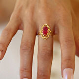 Telkari Mekik Kırmızı Yüzük