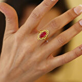 Telkari Mekik Kırmızı Yüzük