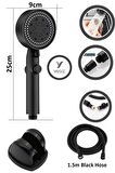 Yayke Turbo Pervaneli 5 Fonksiyonlu Duş Başlığı Duş Hortumu 150 Cm Ve Mafsal Set (siyah)