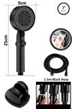 Yayke Turbo Pervaneli 5 Fonksiyonlu Duş Başlığı Duş Hortumu 150 Cm Ve Mafsal Set (siyah)