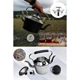 Yayke 3 Litre Çift Emzikli, Çift Taraflı Alüminyum Çaydanlık Avcı, Kamp, Piknikçi Çaydanlığı (NO 22)