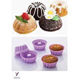 Yayke Silikon Pratik 6'lı Mini Cupcake,kek,muffin Kalıbı,kurabiye Kalıbı