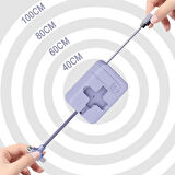 BUFFER® Cep Tipi Telefon Tutuculu Makaralı Uzayıp Kısalabilen 3'ü 1 Arada USB Şarj Kablosu