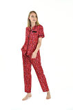Kırmızı Desen Kadın Pijama