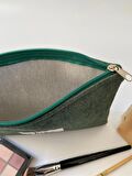 Yeşil, Yıkanabilir Fermuarlı Süet Tek Gözlü Makyaj Çantası, Organizer, Clutch