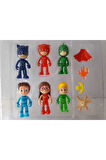 Pjmasks 10'lu Pijamaskeliler Figür Seti Pjmask Pjmaskeliler Kedi Çocuk Kertenkele Baykuş Kız Çocuk